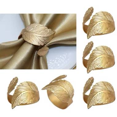 Набор колец для салфеток Листья Gold 6 шт