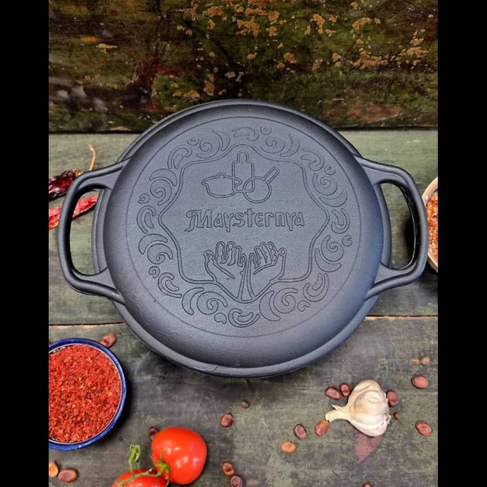 Пательня-кришка чавунна з двома ручками Maysternya 26*2,5 см