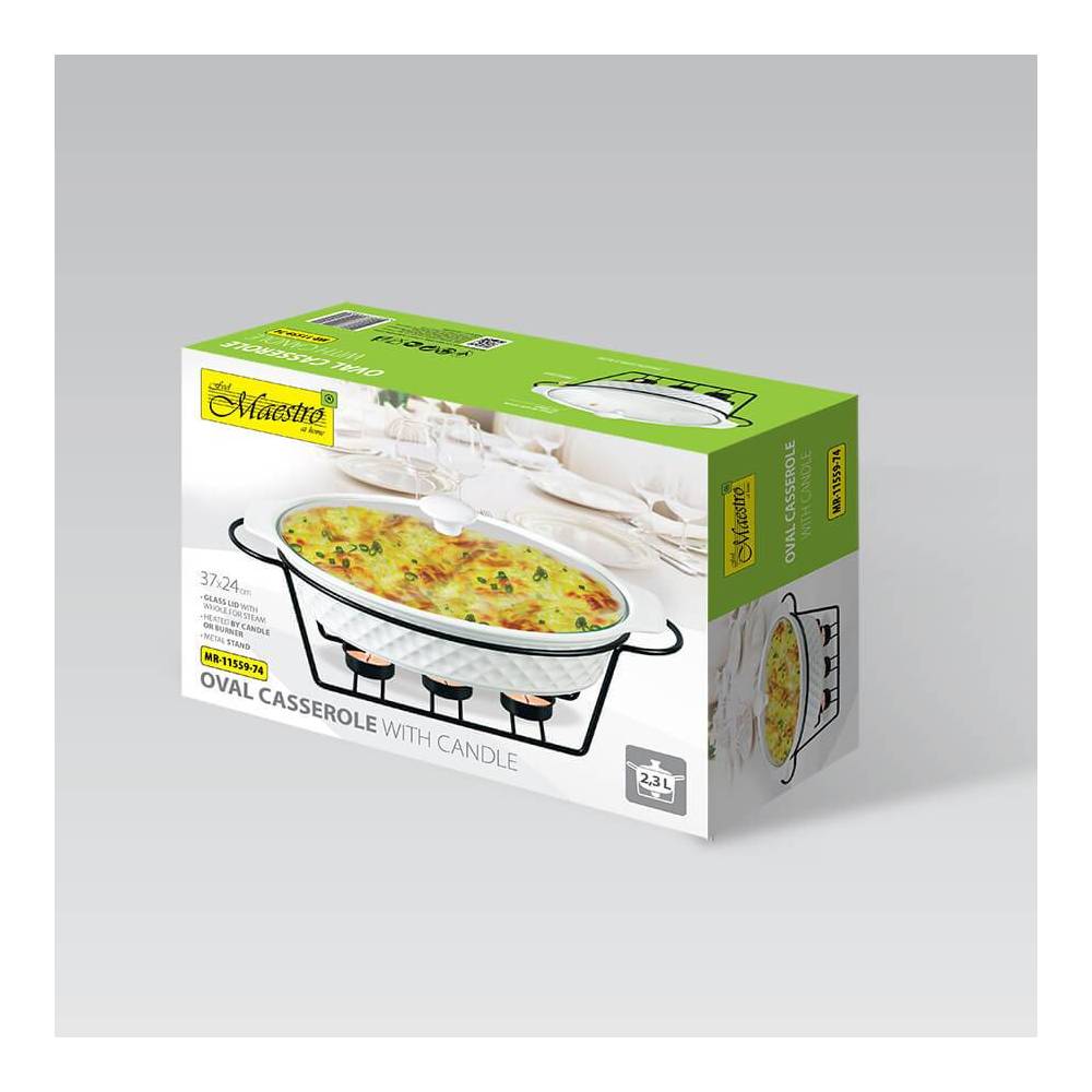 Мармит овальный керамический Maestro 2,3 л MR-11559-74 купить недорого || Metelka.com.ua