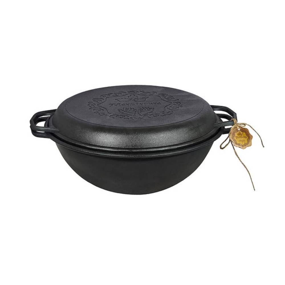 Казан узбекский WOK с крышкой-сковородой 8 л
