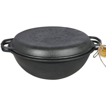 Казан узбекский WOK с крышкой-сковородой 8 л