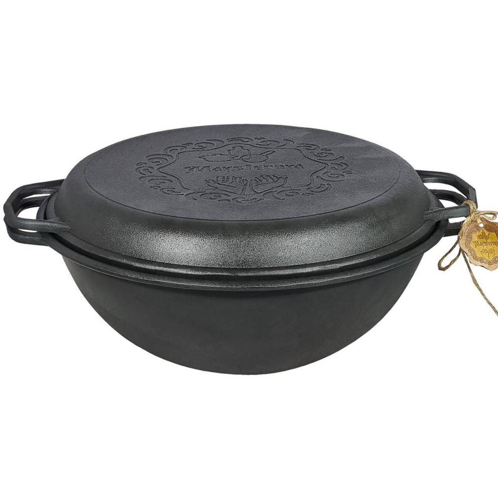 Казан узбекский WOK с крышкой-сковородой 8 л