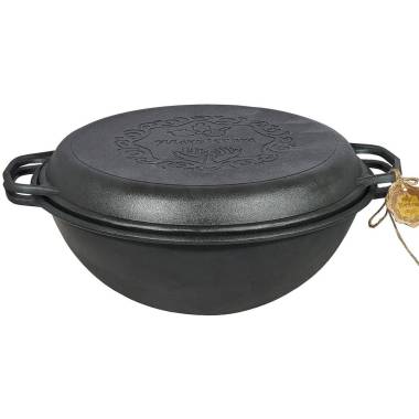 Казан узбекский WOK с крышкой-сковородой 8 л