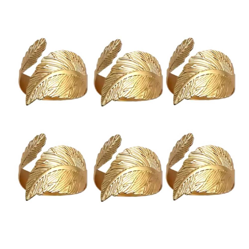 Набір кілець для серветок Листя Gold 6 шт Набір кілець для серветок Листя Gold 6 шт