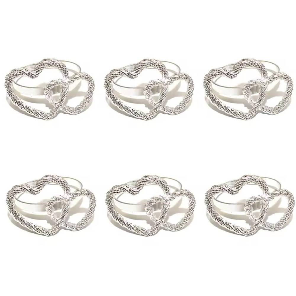 Набор колец для салфеток Сердца Silver 6 шт купить недорого || Metelka.com.ua