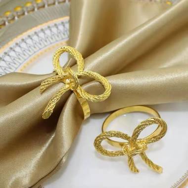 Набір кілець для серветок Бантики Leeseph Gold 6 шт купити недорого || Metelka.com.ua