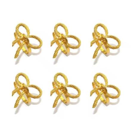 Набір кілець для серветок Бантики Leeseph Gold 6 шт купити недорого || Metelka.com.ua
