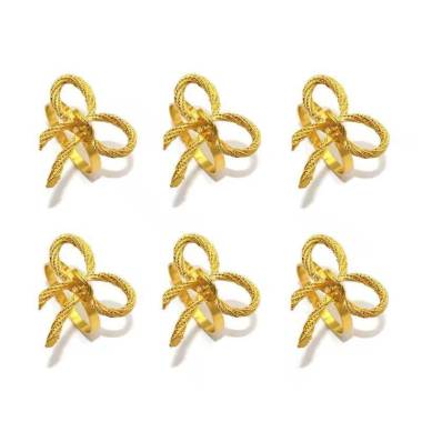 Набор колец для салфеток Бантики Leeseph Gold 6 шт купить недорого || Metelka.com.ua