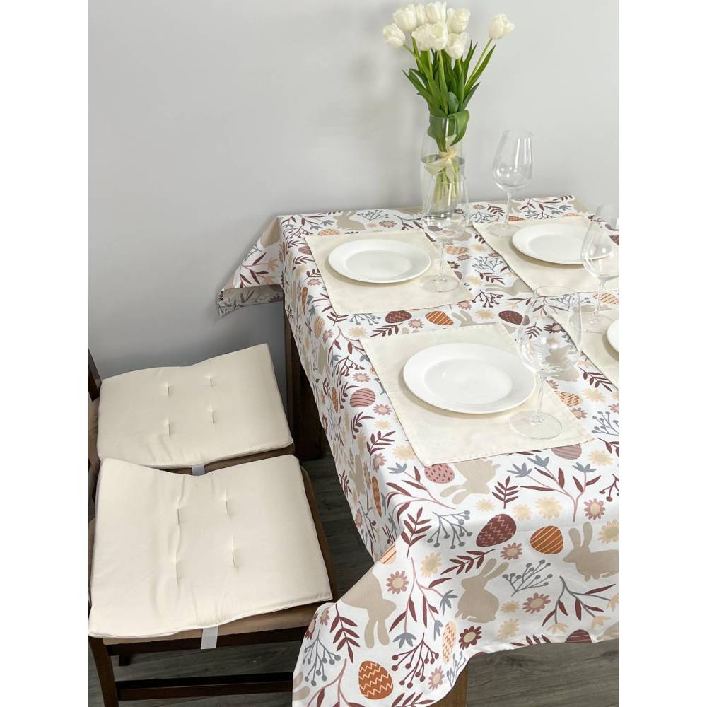 Скатерть Пасхальный кролик 120х170см бежевая купить недорого || Metelka.com.ua