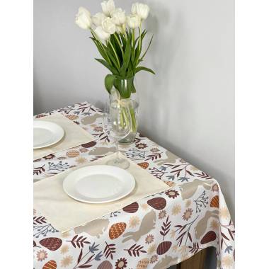 Скатерть Пасхальный кролик 120х170см бежевая купить недорого || Metelka.com.ua