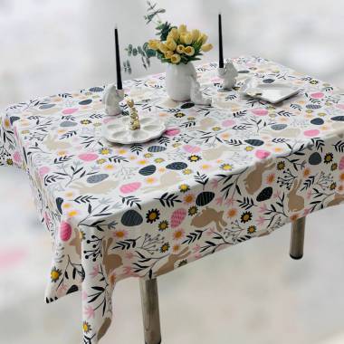 Скатерть Пасхальный кролик 120х170см серая купить недорого || Metelka.com.ua