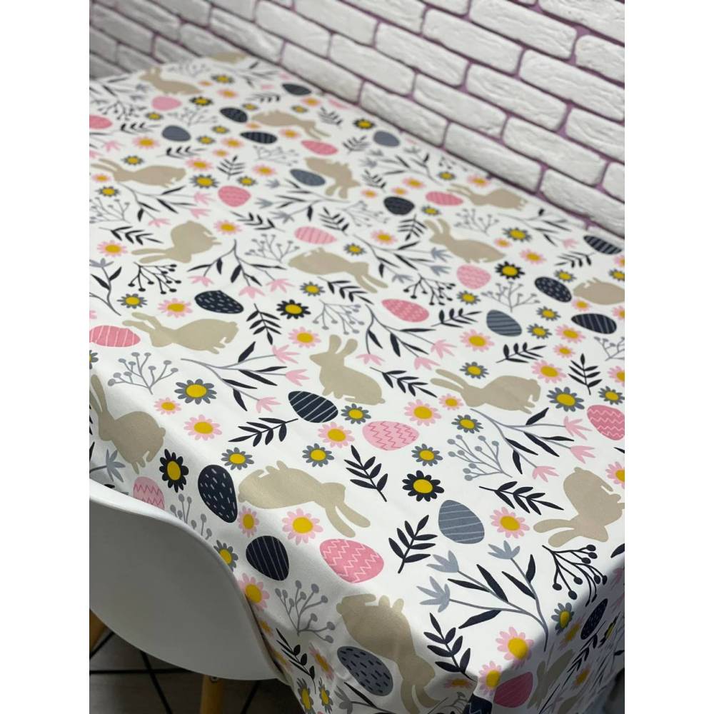 Скатерть Пасхальный кролик 120х170см серая купить недорого || Metelka.com.ua