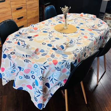 Скатерть Пасхальный кролик 120х170см синя купить недорого || Metelka.com.ua