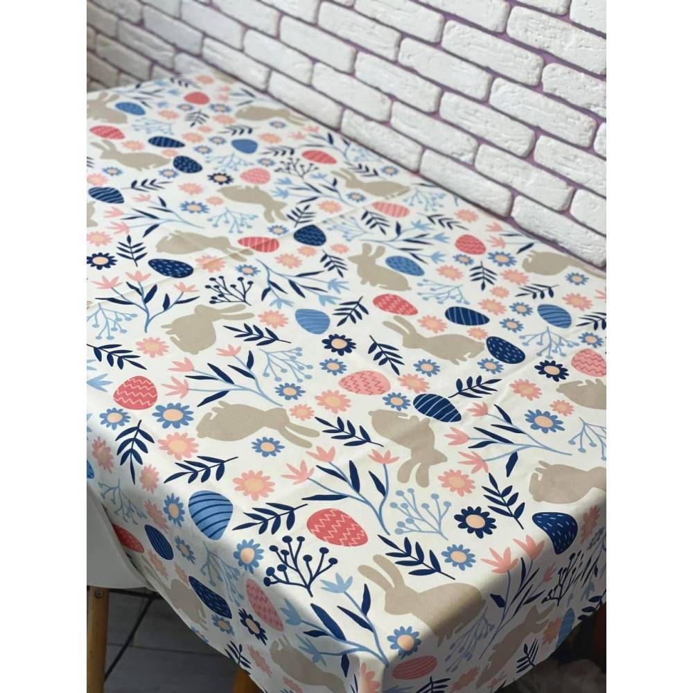 Скатерть Пасхальный кролик 120х170см синя купить недорого || Metelka.com.ua