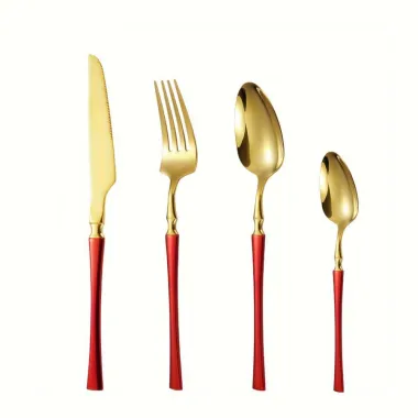 Набір столових приладів Leeseph 20 предметів 5 персон червоний Mv053 купити недорого || Metelka.com.ua