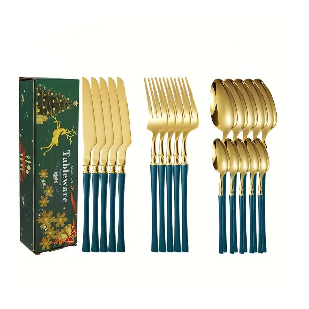 Набор столовых приборов Leeseph 20 предметов 5 персон зеленый Mv054 купить недорого || Metelka.com.ua