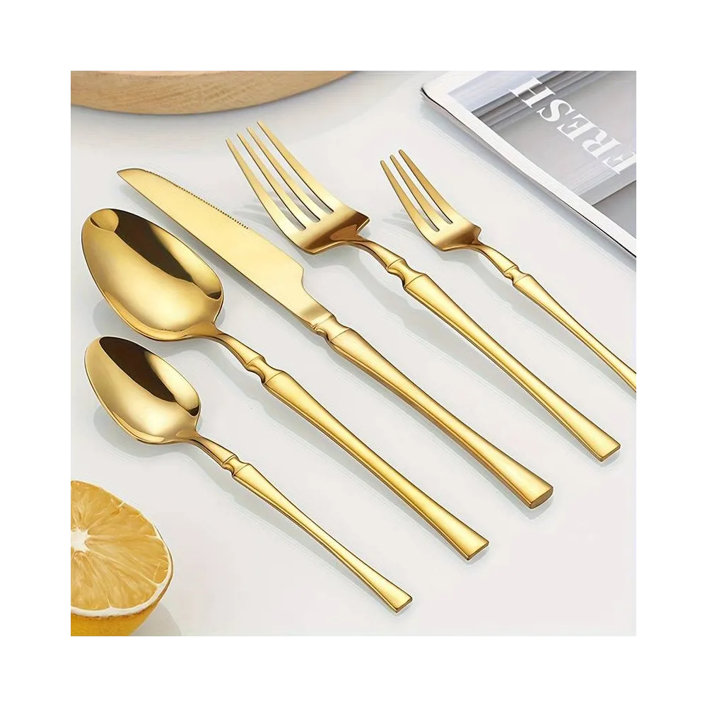 Набір столових приладів Leeseph 30 предметів 6 персон золото Mv067 купити недорого || Metelka.com.ua