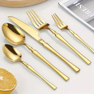Набір столових приладів Leeseph 30 предметів 6 персон золото Mv067 купити недорого || Metelka.com.ua