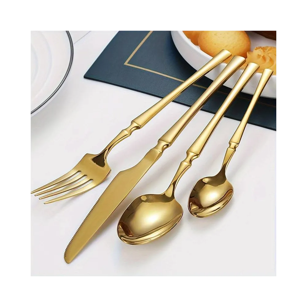 Набір столових приладів Leeseph 30 предметів 6 персон золото Mv067 купити недорого || Metelka.com.ua