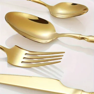Набір столових приладів Leeseph 30 предметів 6 персон золото Mv067 купити недорого || Metelka.com.ua