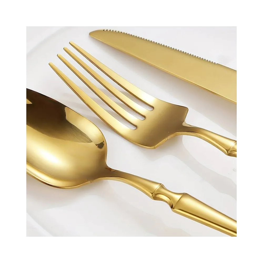 Набір столових приладів Leeseph 30 предметів 6 персон золото Mv067 купити недорого || Metelka.com.ua
