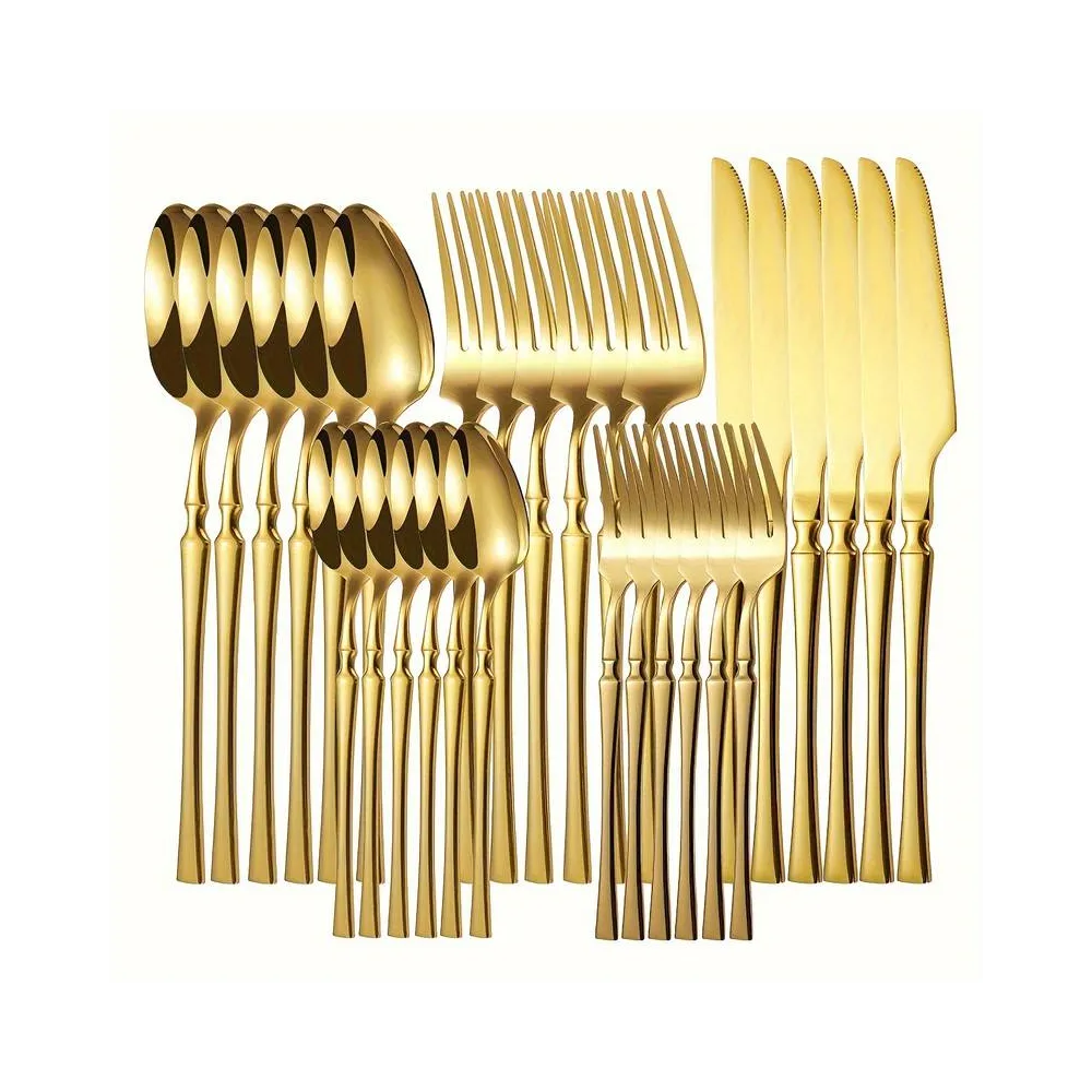 Набір столових приладів Leeseph 30 предметів 6 персон золото Mv067 купити недорого || Metelka.com.ua