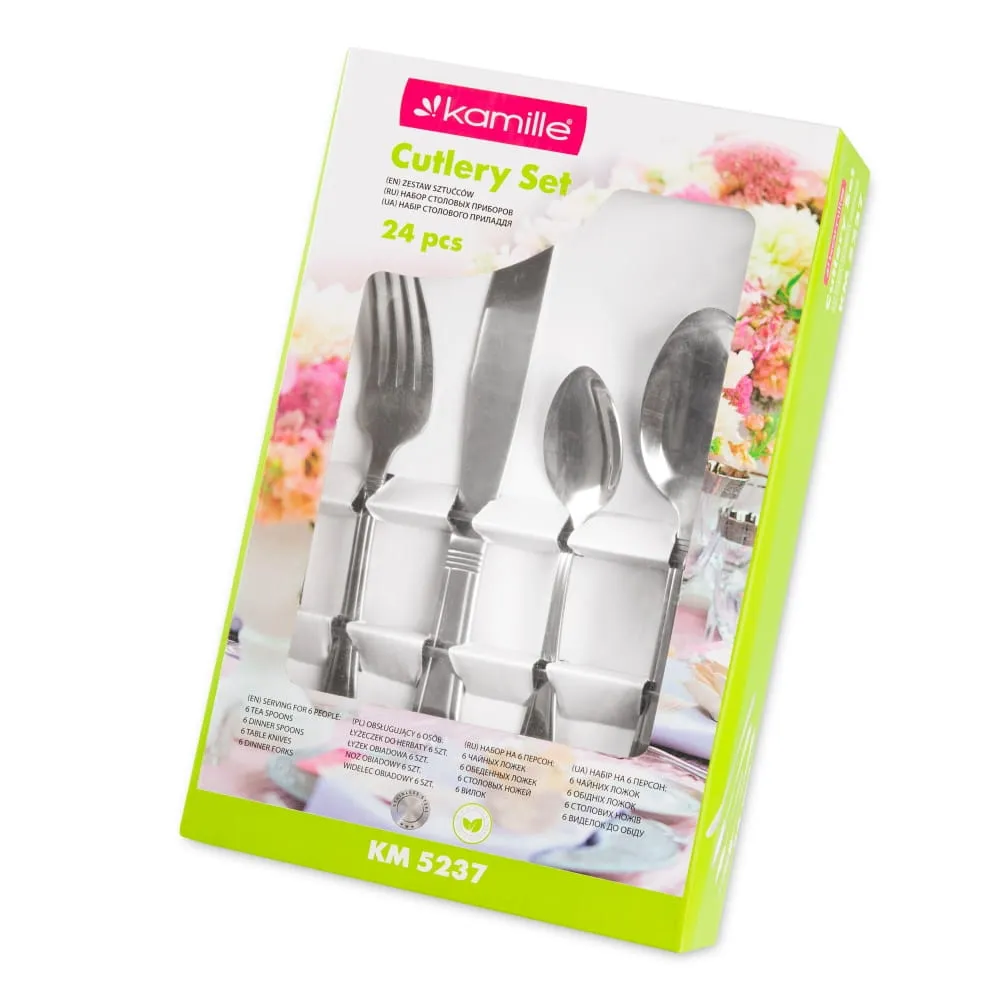 Набор столовых приборов Kamille 24 пр на 6 персон 5238R нерж. сталь купить недорого || Metelka.com.ua