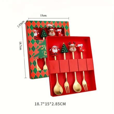 copy of Набір чайних ложок новорічних Merry Christmas золоті 4 шт купити недорого || Metelka.com.ua