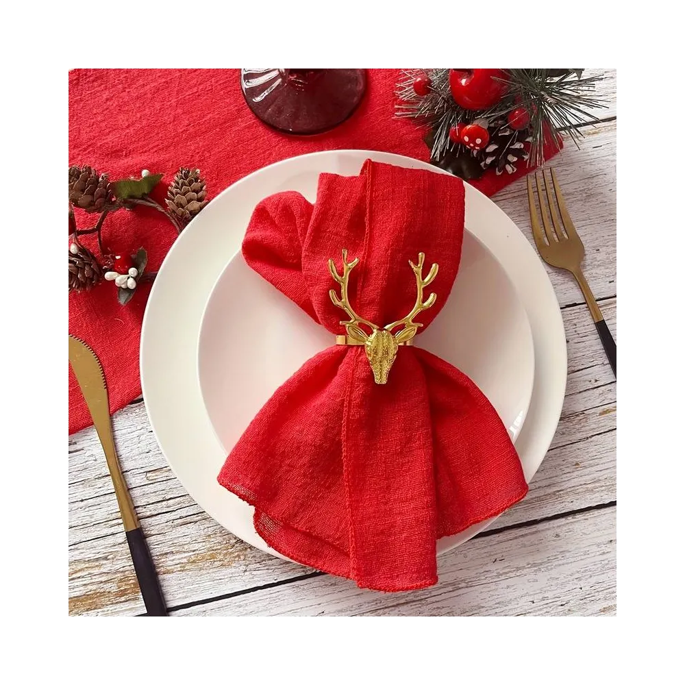 Набор колец для салфеток Олени 6 шт золотые Mv055 купить недорого || Metelka.com.ua