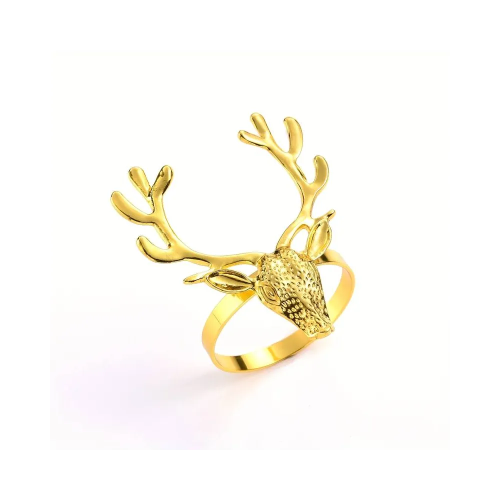 Набор колец для салфеток Олени 6 шт золотые Mv055 купить недорого || Metelka.com.ua