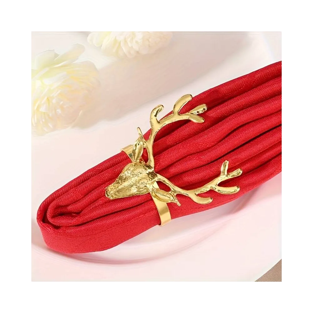 Набор колец для салфеток Олени 6 шт золотые Mv055 купить недорого || Metelka.com.ua