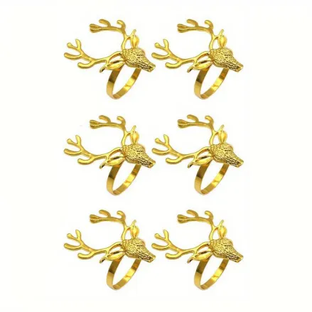 Набор колец для салфеток Олени 6 шт золотые Mv055 купить недорого || Metelka.com.ua