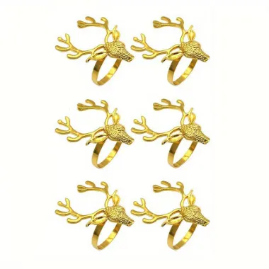 Набор колец для салфеток Олени 6 шт золотые Mv055 купить недорого || Metelka.com.ua