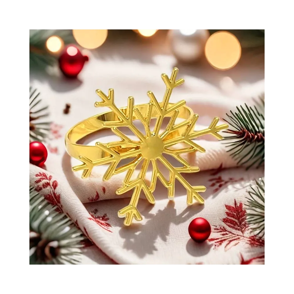 Набор колец для салфеток Leeseph Снежинки 6шт золото купить недорого || Metelka.com.ua