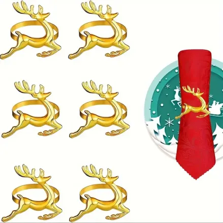 Набор колец для салфеток Олени 6 шт золотые MV011 купить недорого || Metelka.com.ua