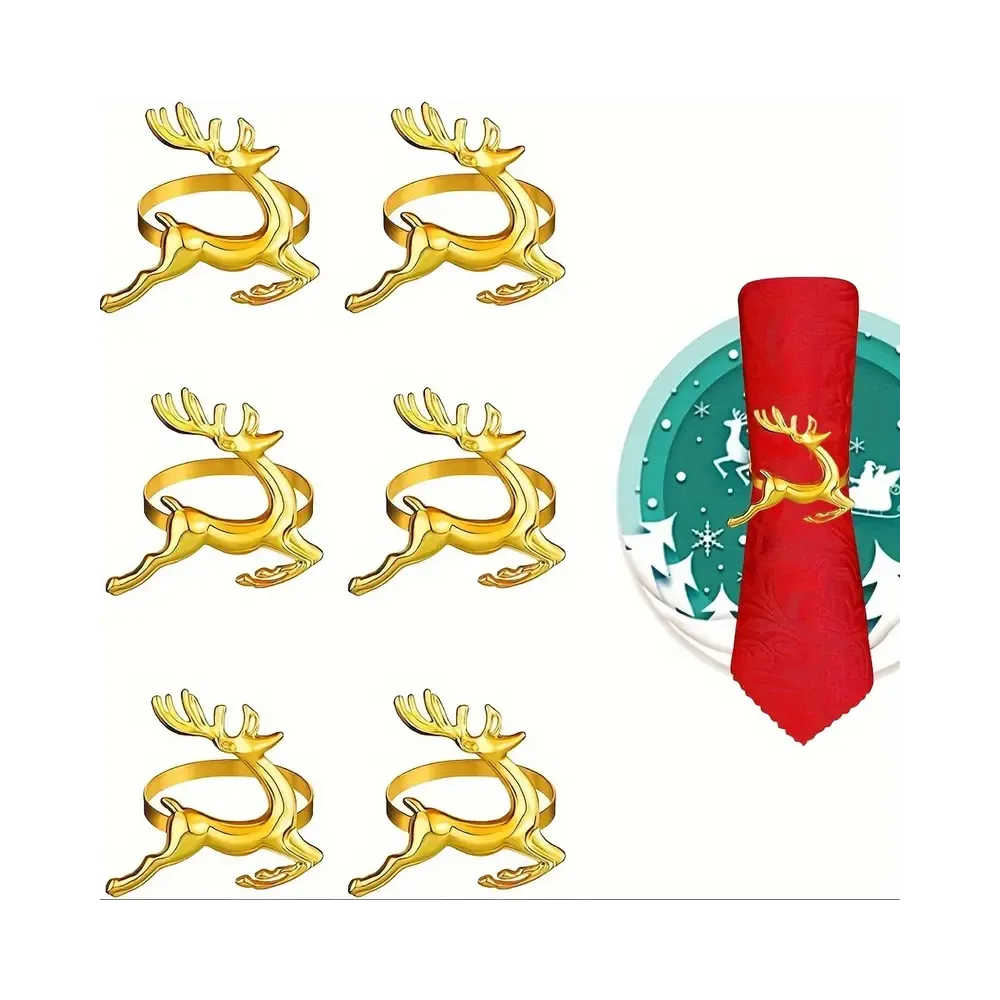 Набор колец для салфеток Олени 6 шт золотые MV011 купить недорого || Metelka.com.ua