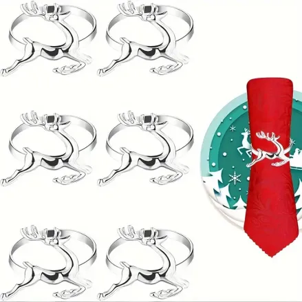 Набор колец для салфеток Олени 6 шт серебрянные MV012 купить недорого || Metelka.com.ua