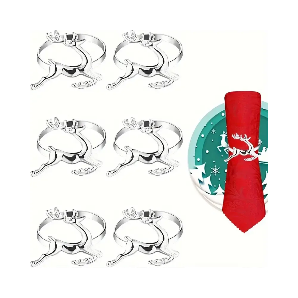 Набор колец для салфеток Олени 6 шт серебрянные MV012 купить недорого || Metelka.com.ua