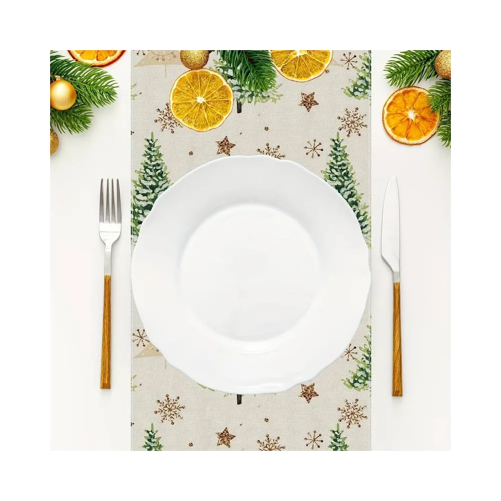 Доріжка новорічна Ялинки Leeseph 180см беж Mv057 купити недорого || Metelka.com.ua