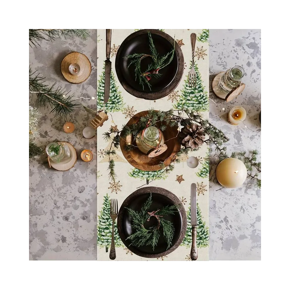 Доріжка новорічна Ялинки Leeseph 180см беж Mv057 купити недорого || Metelka.com.ua