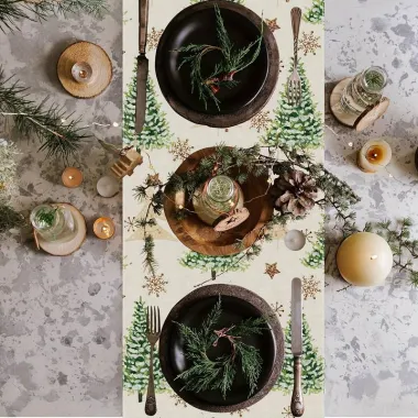 Доріжка новорічна Ялинки Leeseph 180см беж Mv057 купити недорого || Metelka.com.ua