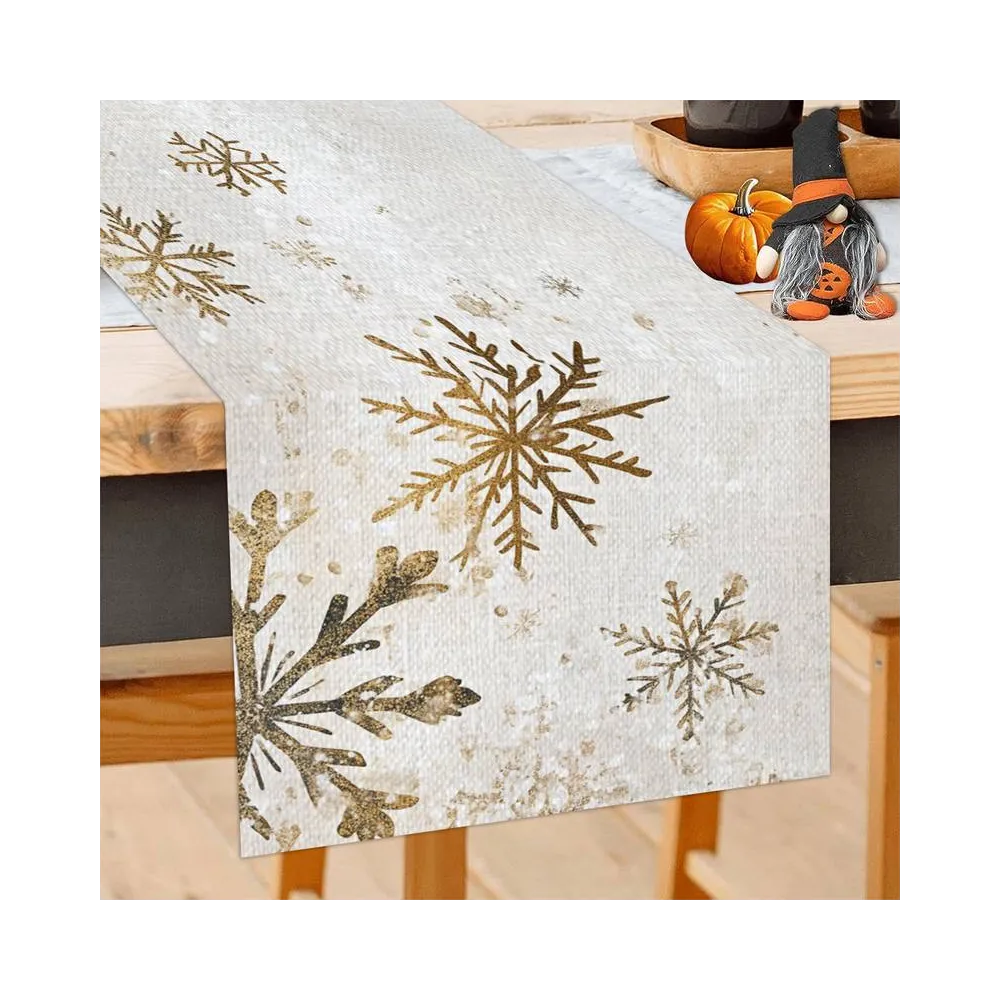 Дорожка новогодняя Снежинки Leeseph 180см беж Mv065 купить недорого || Metelka.com.ua