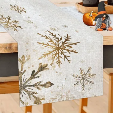 Дорожка новогодняя Снежинки Leeseph 180см беж Mv065 купить недорого || Metelka.com.ua