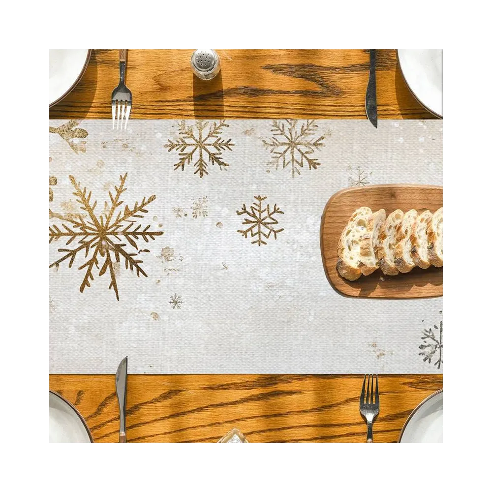 Дорожка новогодняя Снежинки Leeseph 180см беж Mv065 купить недорого || Metelka.com.ua