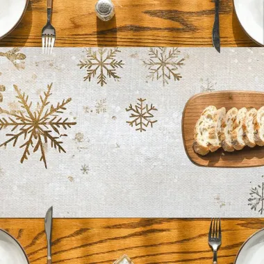 Дорожка новогодняя Снежинки Leeseph 180см беж Mv065 купить недорого || Metelka.com.ua