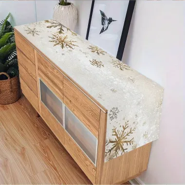 Дорожка новогодняя Снежинки Leeseph 180см беж Mv065 купить недорого || Metelka.com.ua