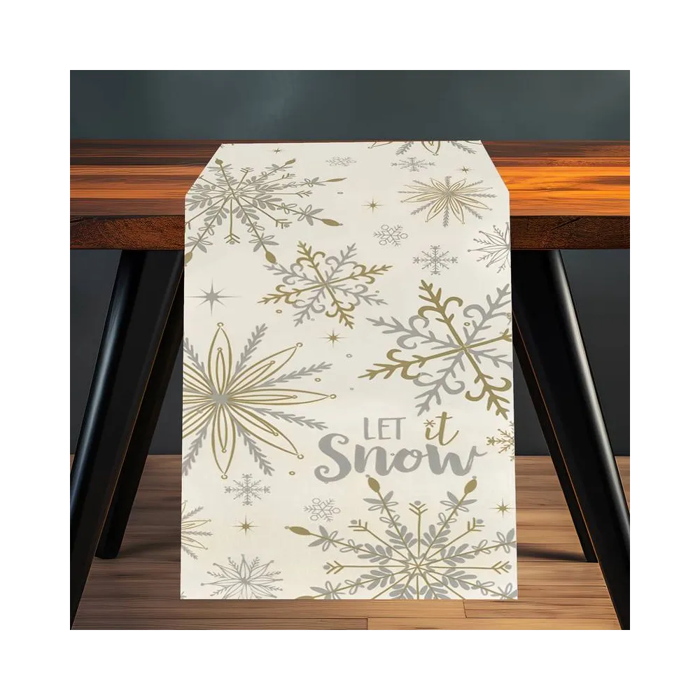 Доріжка новорічна Сніжинки Leeseph 180см беж Mv064 купити недорого || Metelka.com.ua