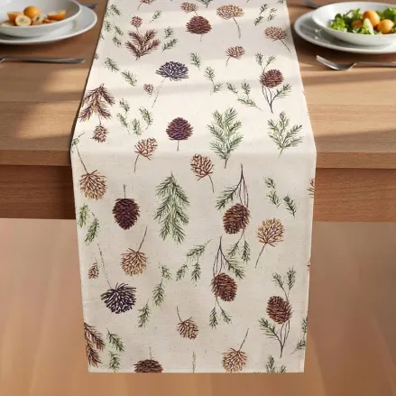 Дорожка новогодняя Шишки Leeseph 180см беж Mv066 купить недорого || Metelka.com.ua