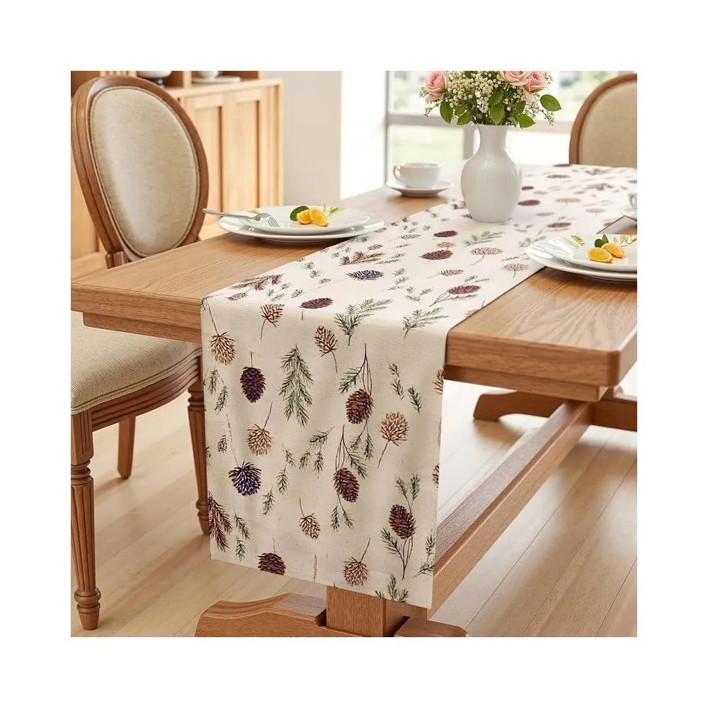 Доріжка новорічна Шишки Leeseph 180см беж Mv066 купити недорого || Metelka.com.ua