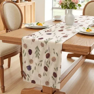 Доріжка новорічна Шишки Leeseph 180см беж Mv066 купити недорого || Metelka.com.ua